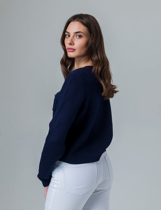 Cardigan con tasche da donna - Blu
