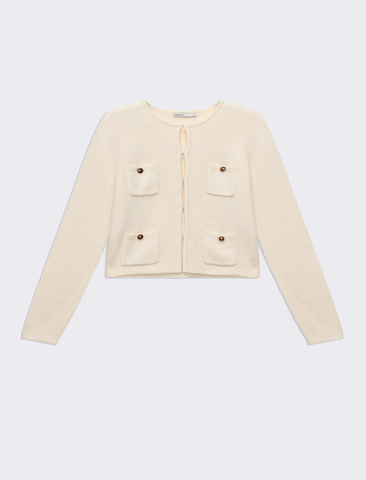 Cardigan con tasche da donna - Avorio