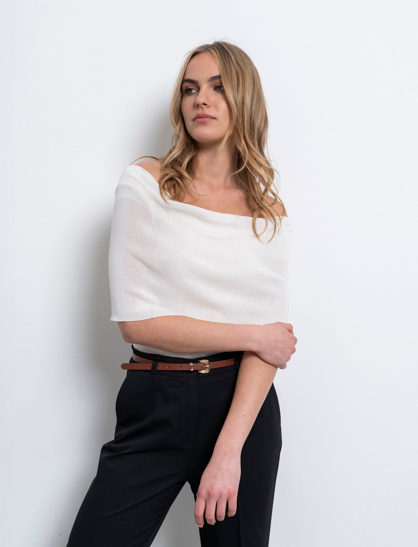 Maglia off shoulder da donna - Avorio