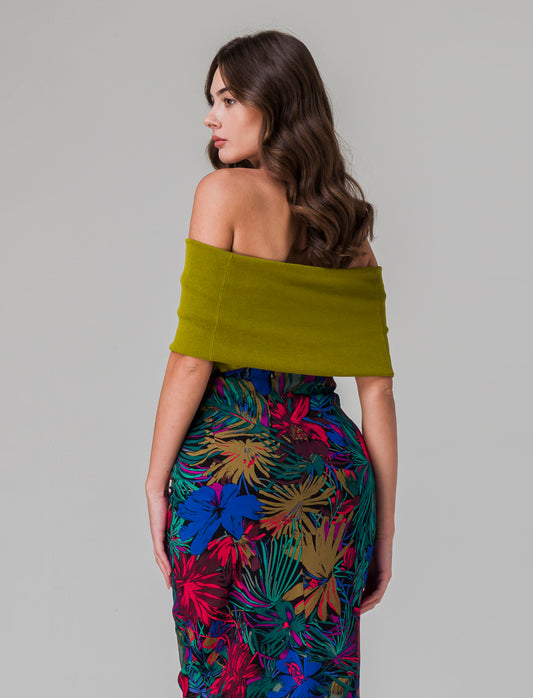 Maglia off shoulder da donna - Verde pistacchio