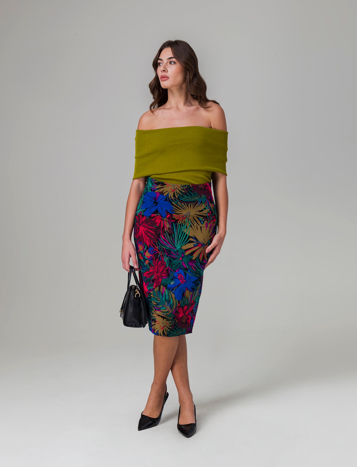 Woman's off shoulder knit top - Green