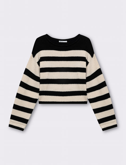 Maglia giro collo a strisce da donna - var 1