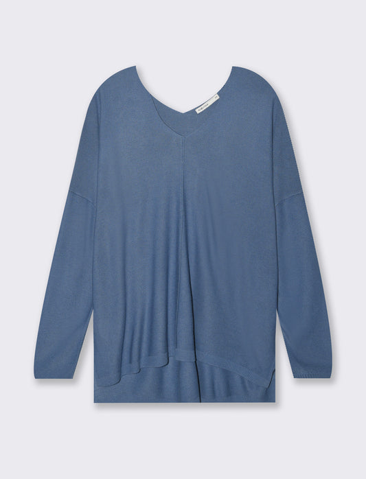 Maglia scollo a V da donna - Denim