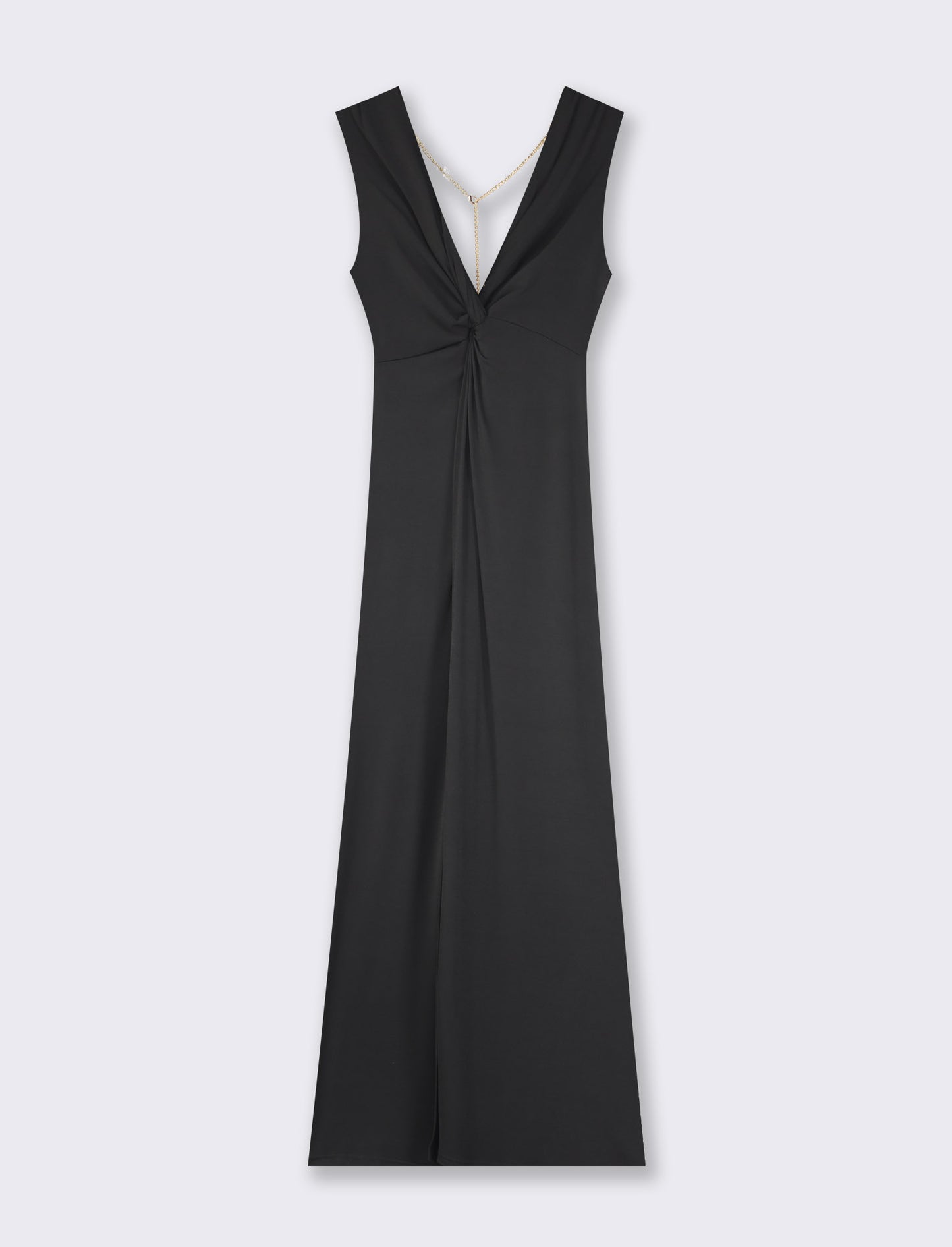 Elegant Sleeveless Crystal Detail Stretch Fabric Dress - Black