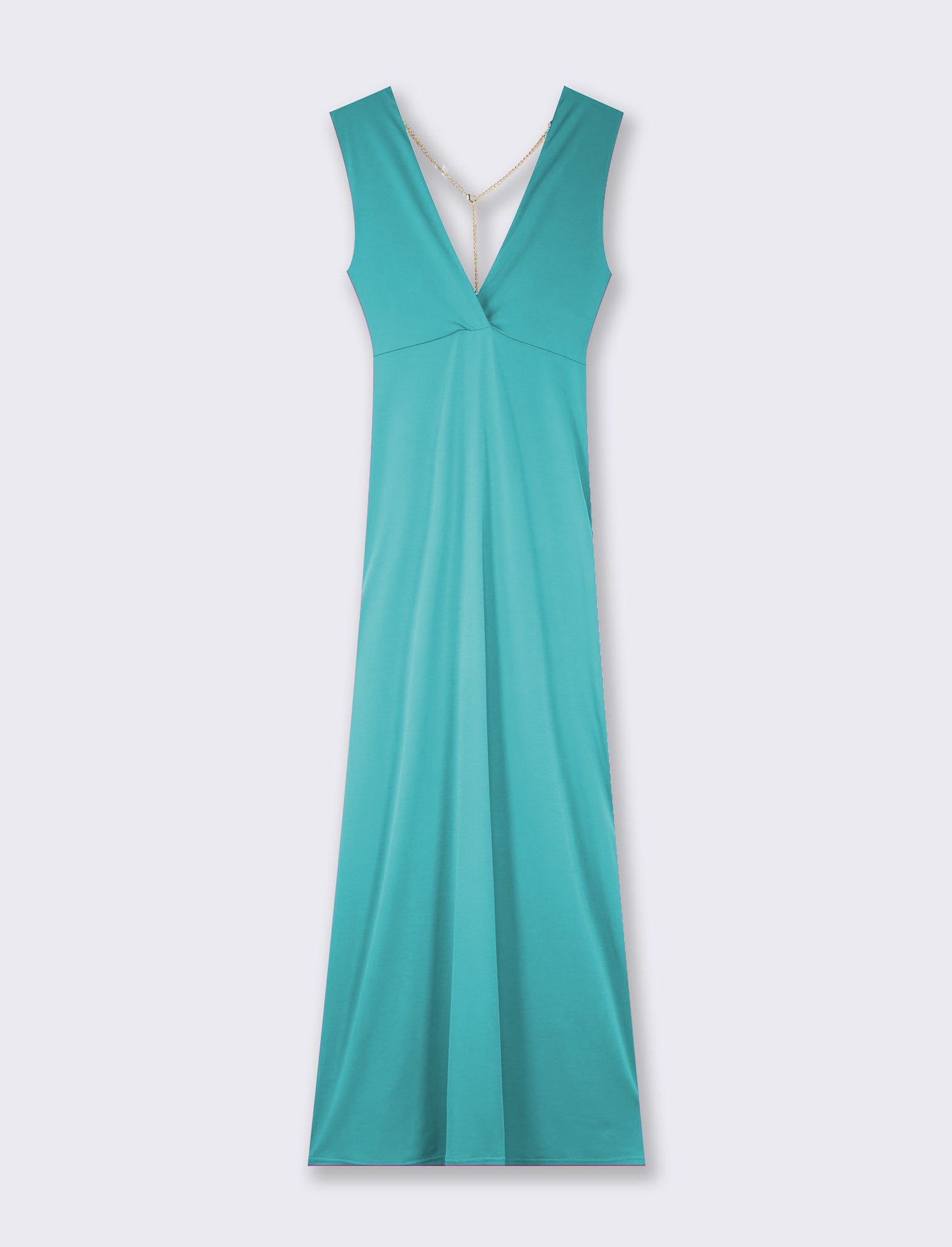 Elegant Sleeveless Crystal Detail Stretch Fabric Dress - Green