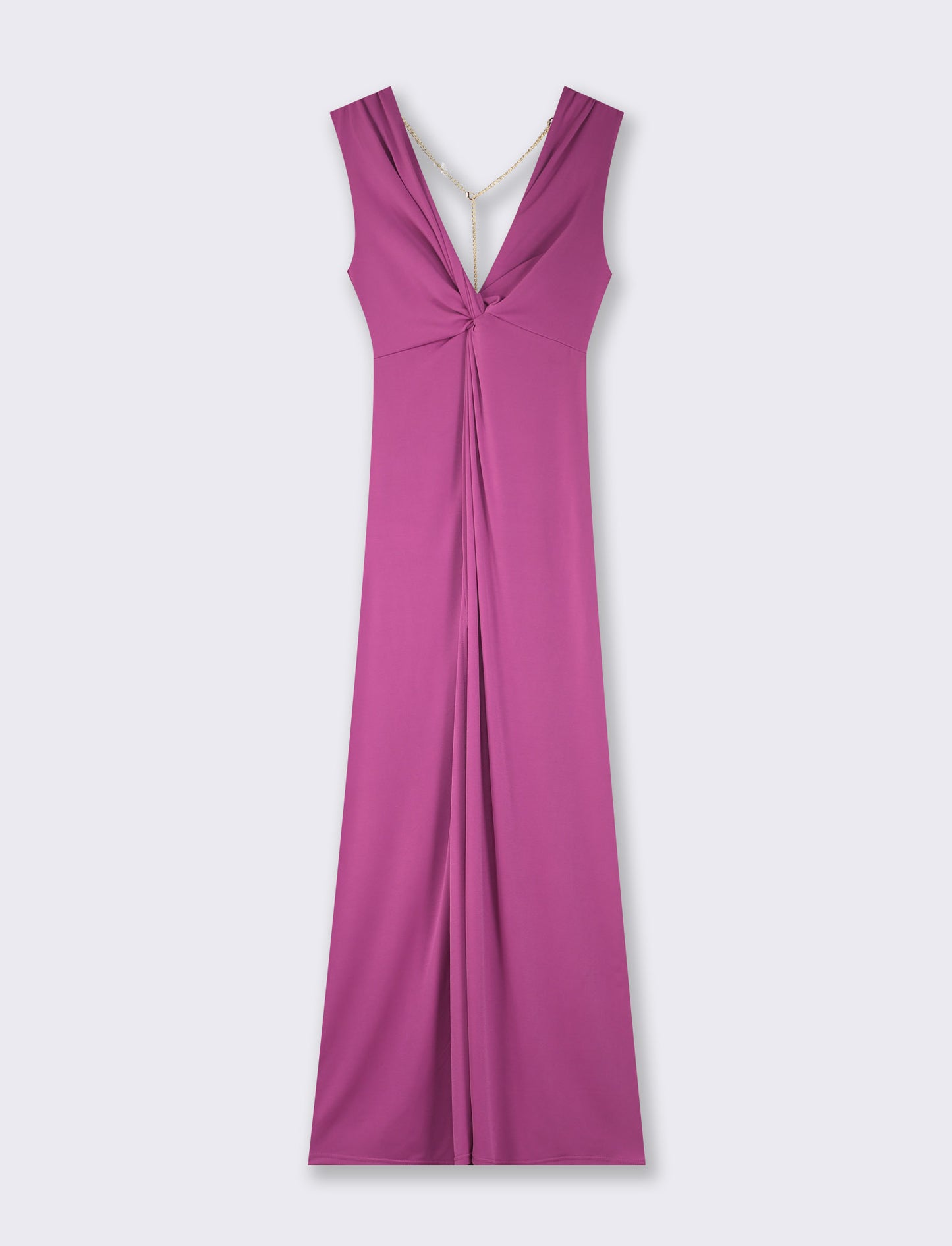 Elegant Sleeveless Crystal Detail Stretch Fabric Dress - Fuxia