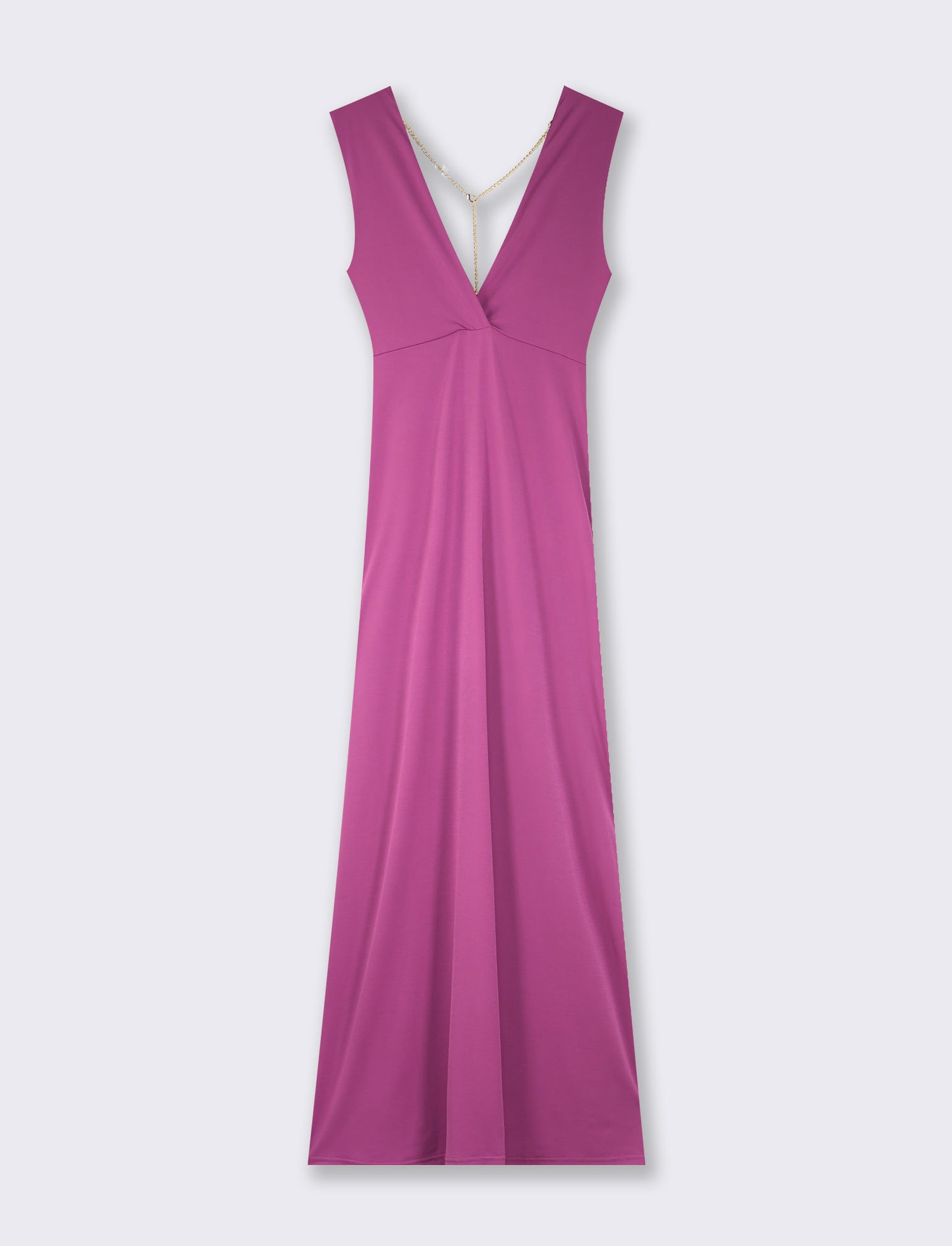 Elegant Sleeveless Crystal Detail Stretch Fabric Dress - Fuxia