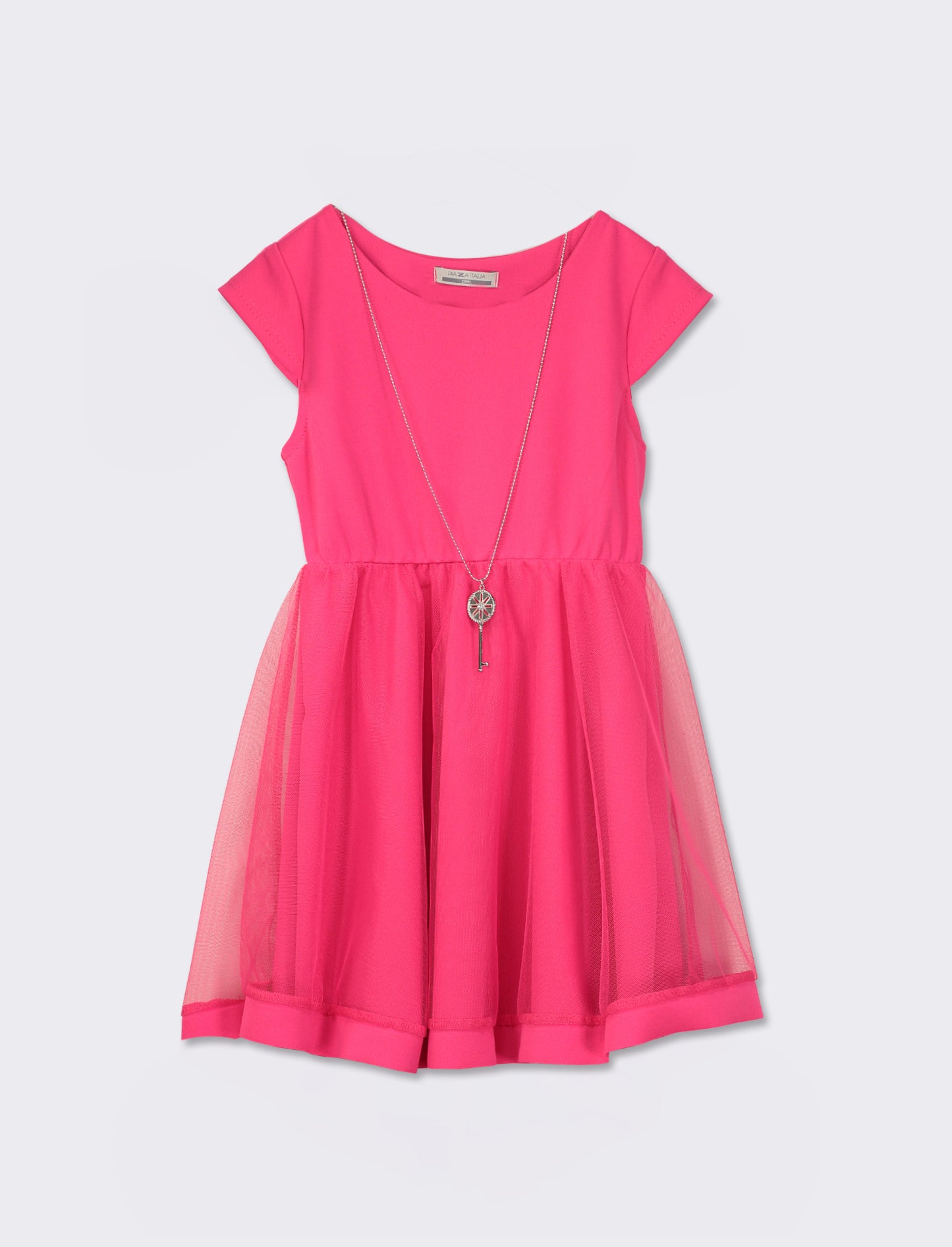 Vestito con gonna a campana da bambina - Fuxia