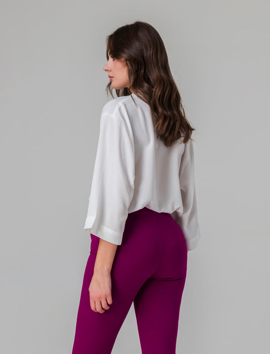 Camicia basica con maniche a 3/4 da donna - Bianco latte