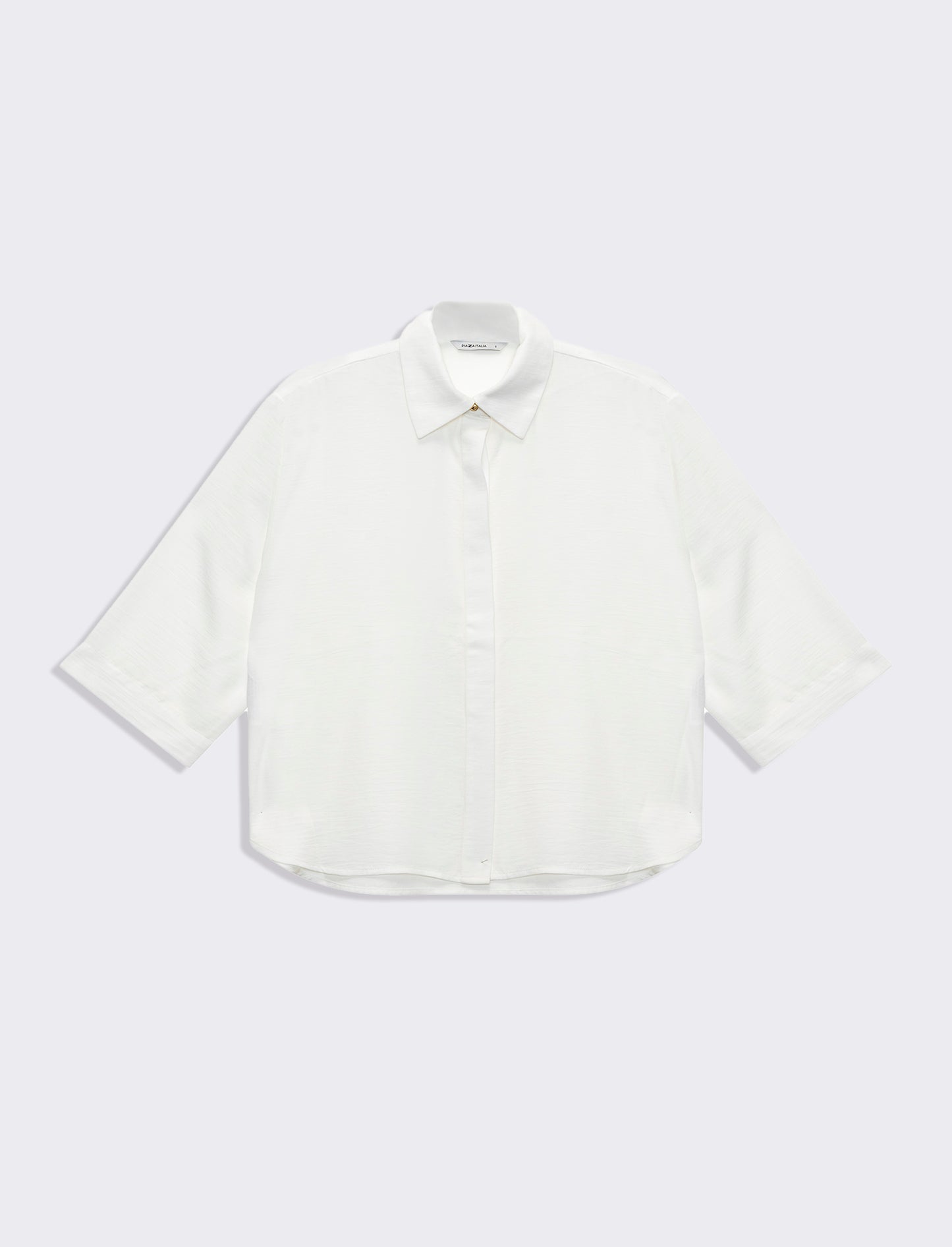 Camicia basica con maniche a 3/4 da donna - Bianco latte