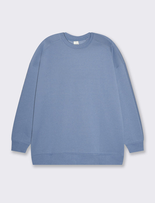 Felpa basic girocollo oversize da donna - Denim