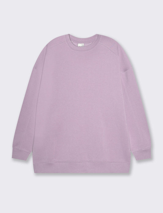 Felpa basic girocollo oversize da donna - Lilla