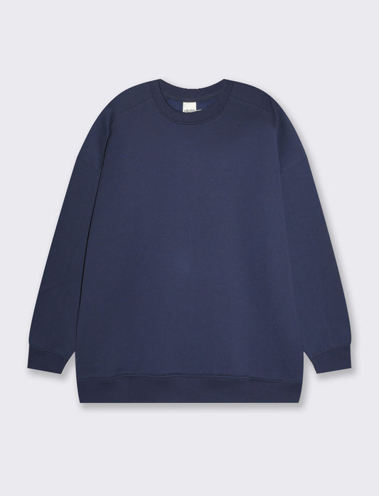 Felpa basic girocollo oversize da donna - Blu
