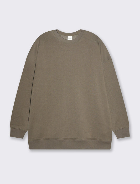 Felpa basic girocollo oversize da donna - Verde salvia