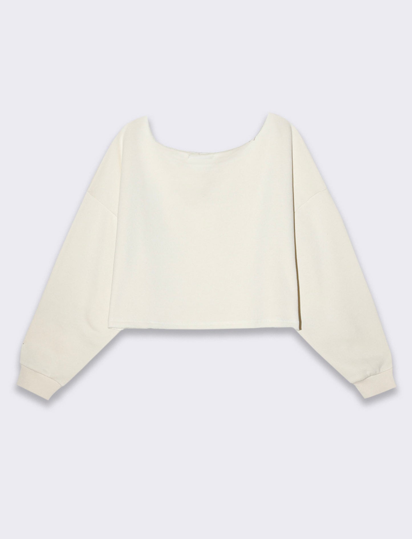 Felpa crop off shoulder da donna - Avorio