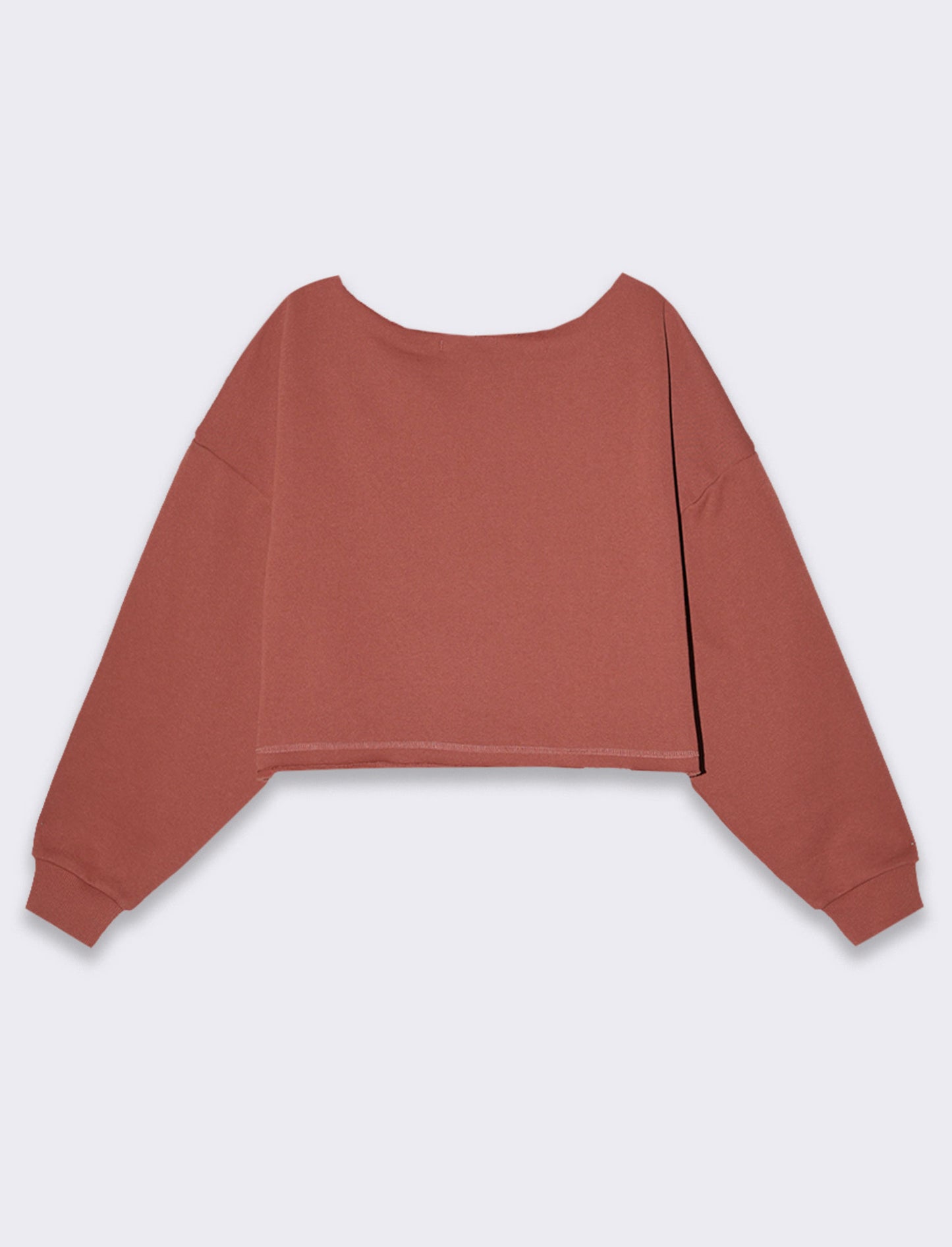 Felpa crop off shoulder da donna - Rosso mattone