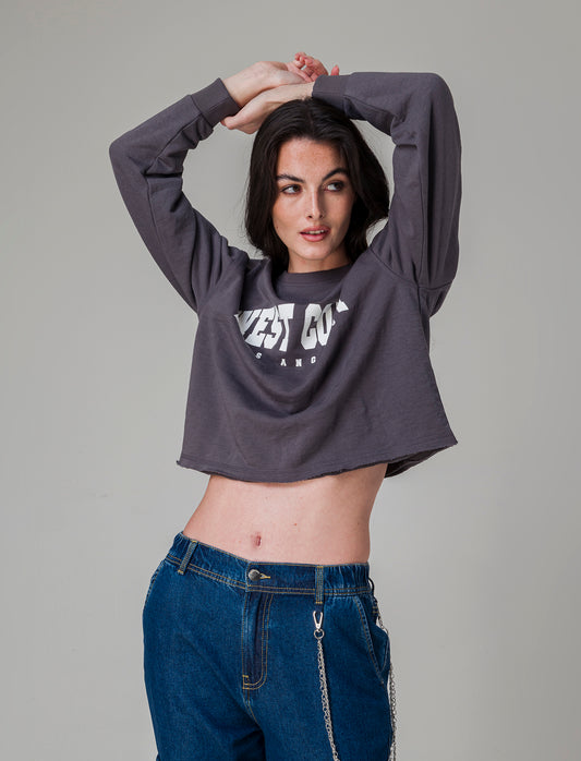 Woman's long sleeve crew neck sweatshirt - Grey