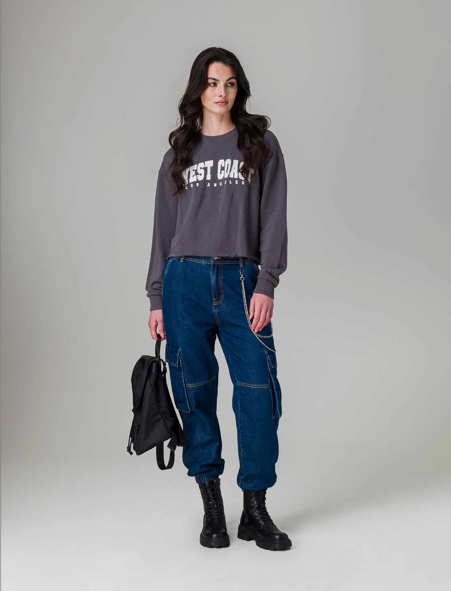 Woman's long sleeve crew neck sweatshirt - Grey