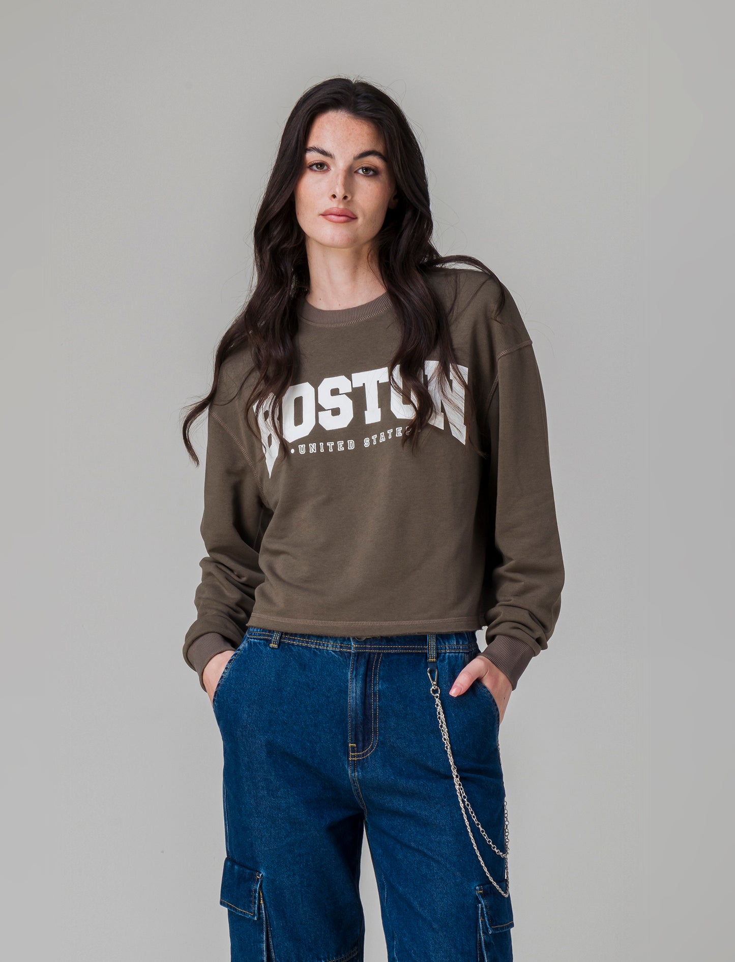Woman's long sleeve crew neck sweatshirt - Green
