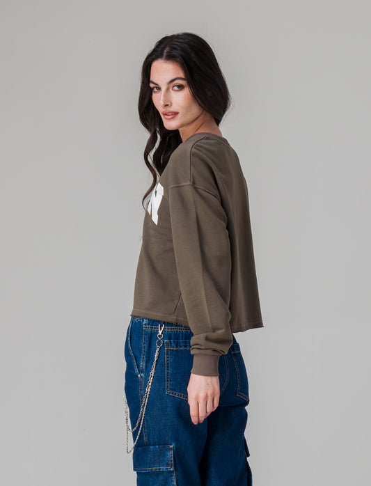 Woman's long sleeve crew neck sweatshirt - Green