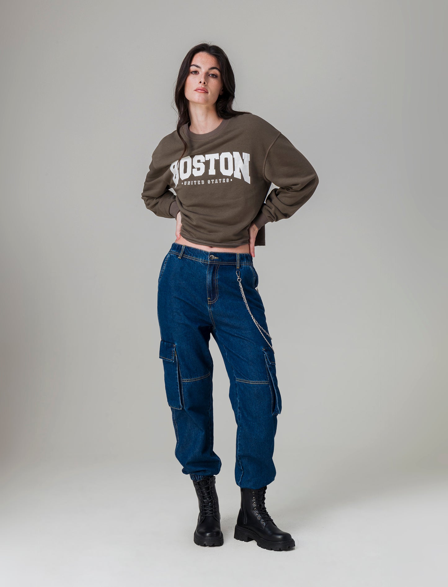 Woman's long sleeve crew neck sweatshirt - Green