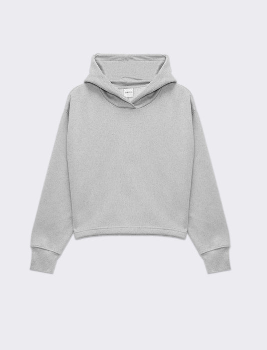 Woman's crop hoodie sweatshirt - Grey