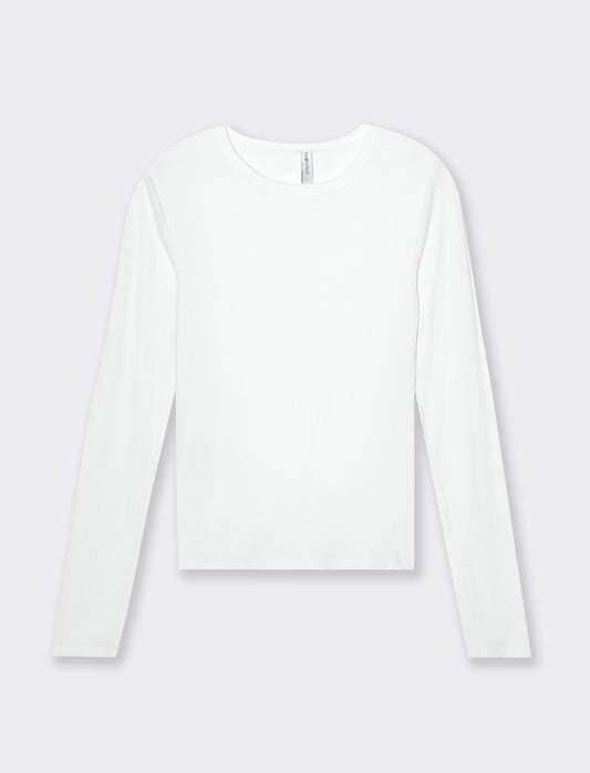 T-shirt basica a coste da donna - Bianco