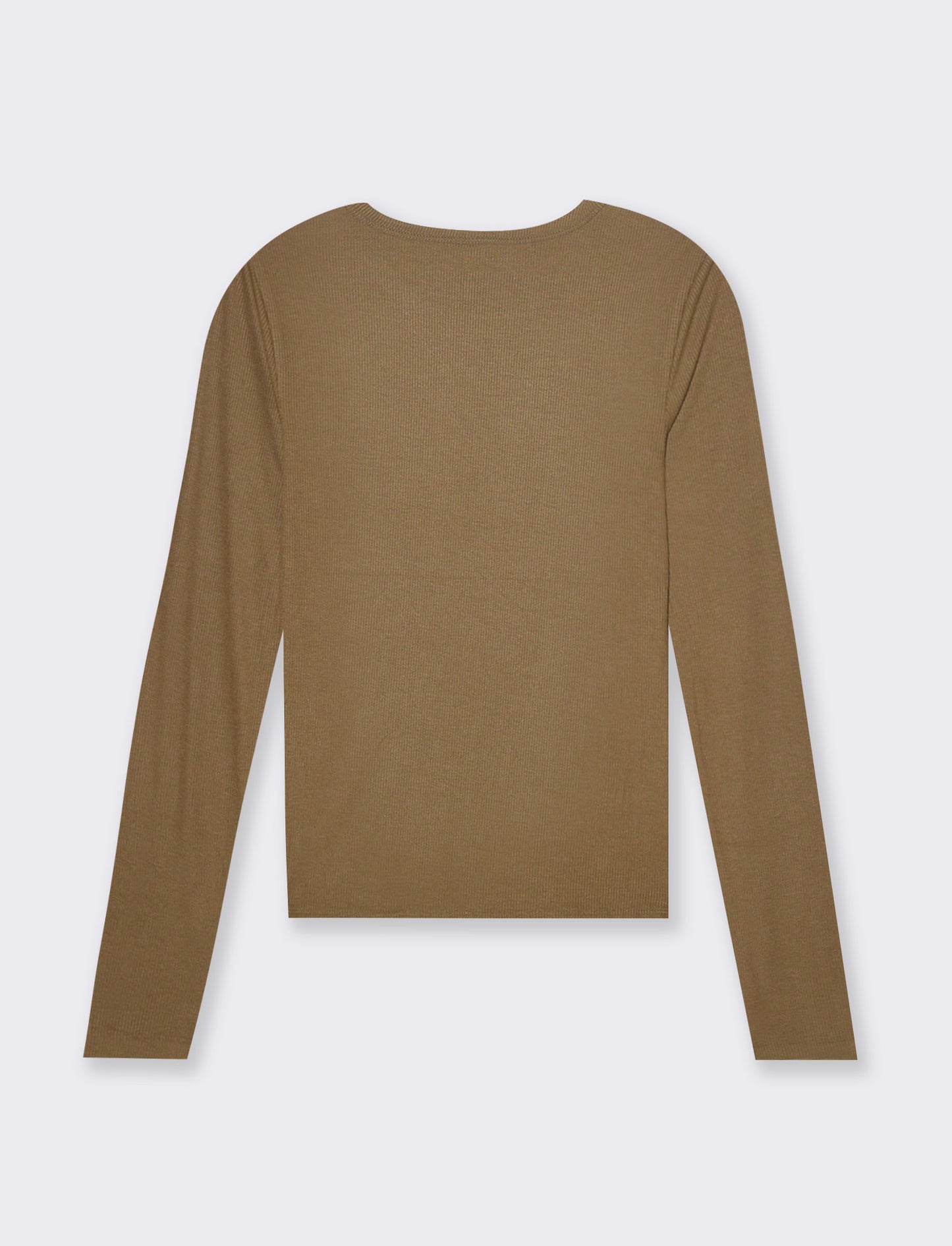 T-shirt basica a coste da donna - Marrone tabacco