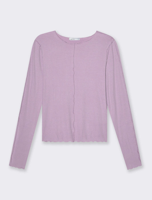 T-shirt a coste da donna - Lilla
