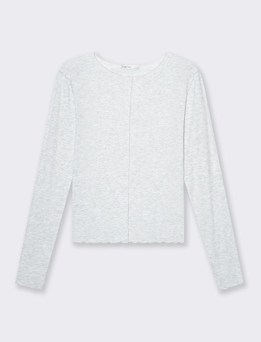 T-shirt a coste da donna - Grigio chiaro