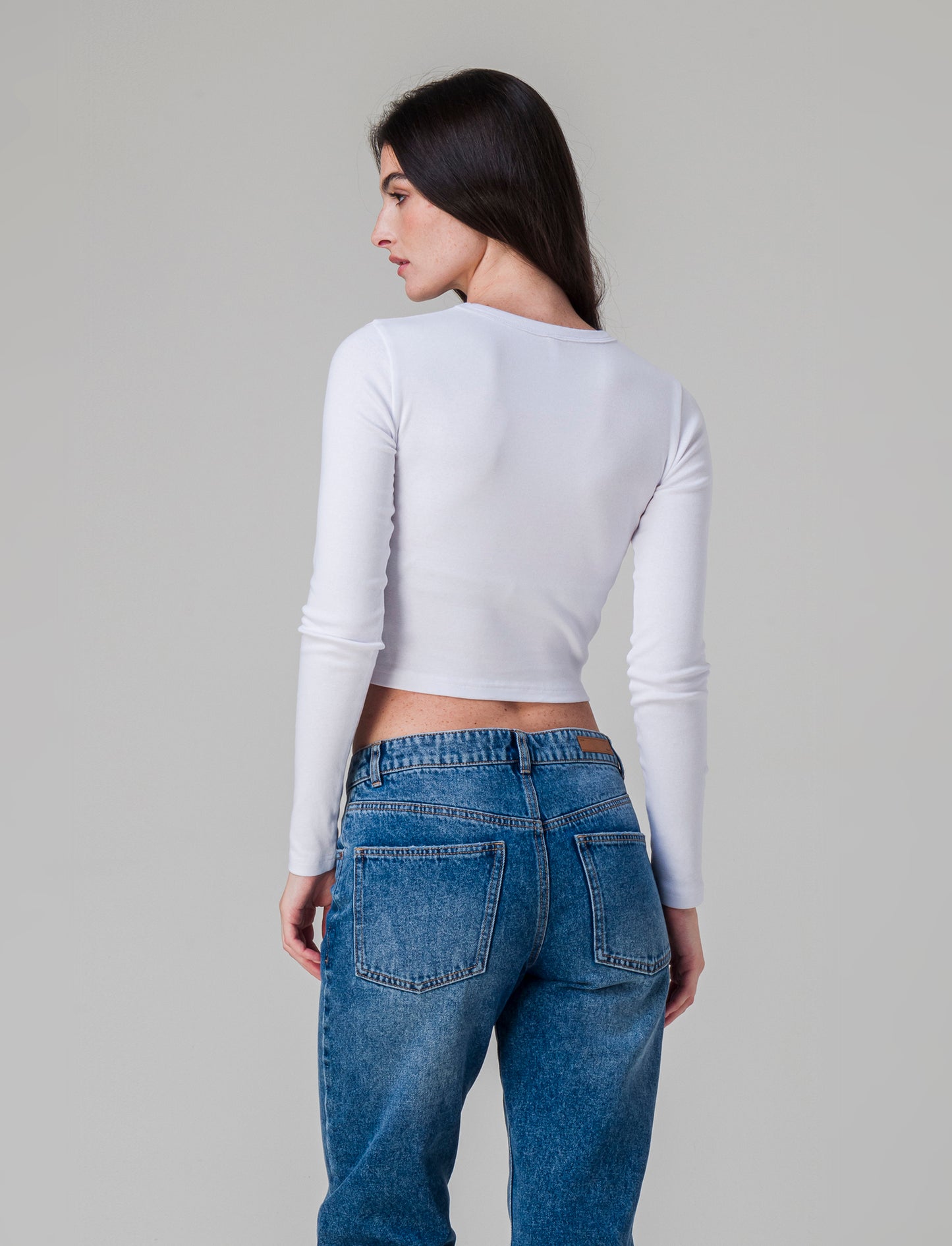 T-shirt crop manica lunga da donna - var 1