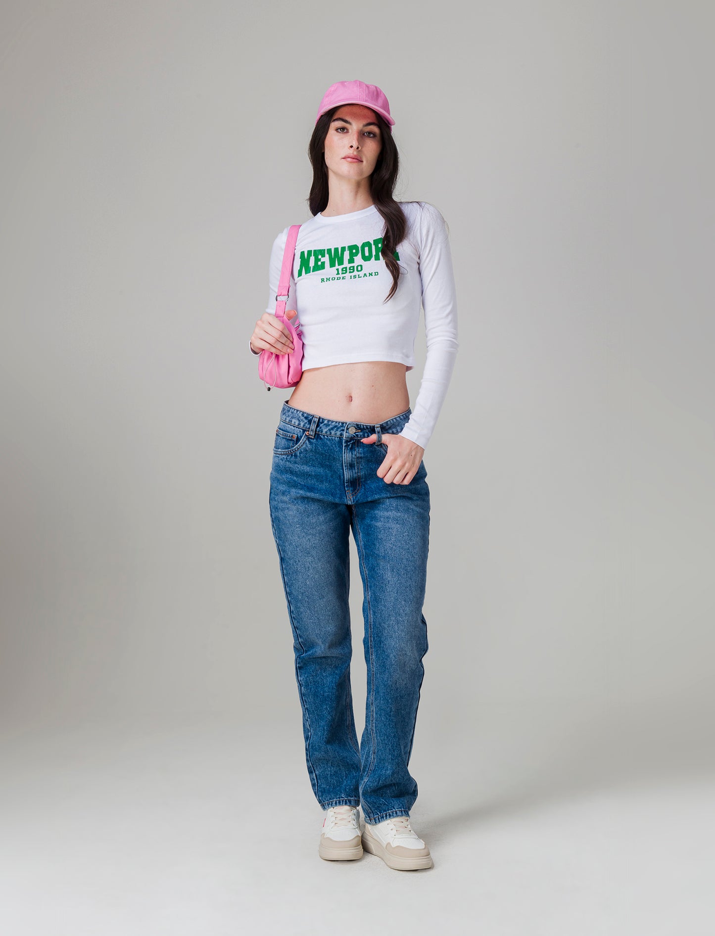 T-shirt crop manica lunga da donna - var 1