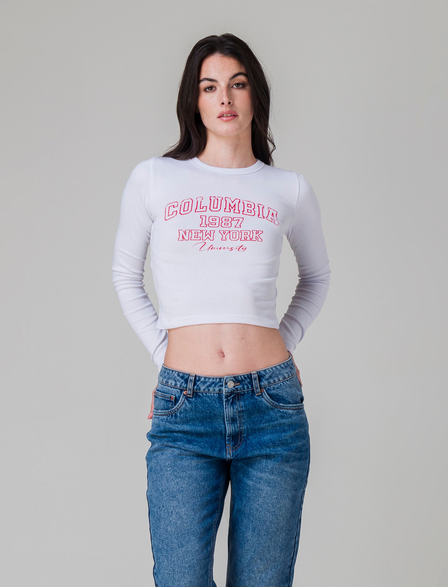 T-shirt crop manica lunga da donna - var 2