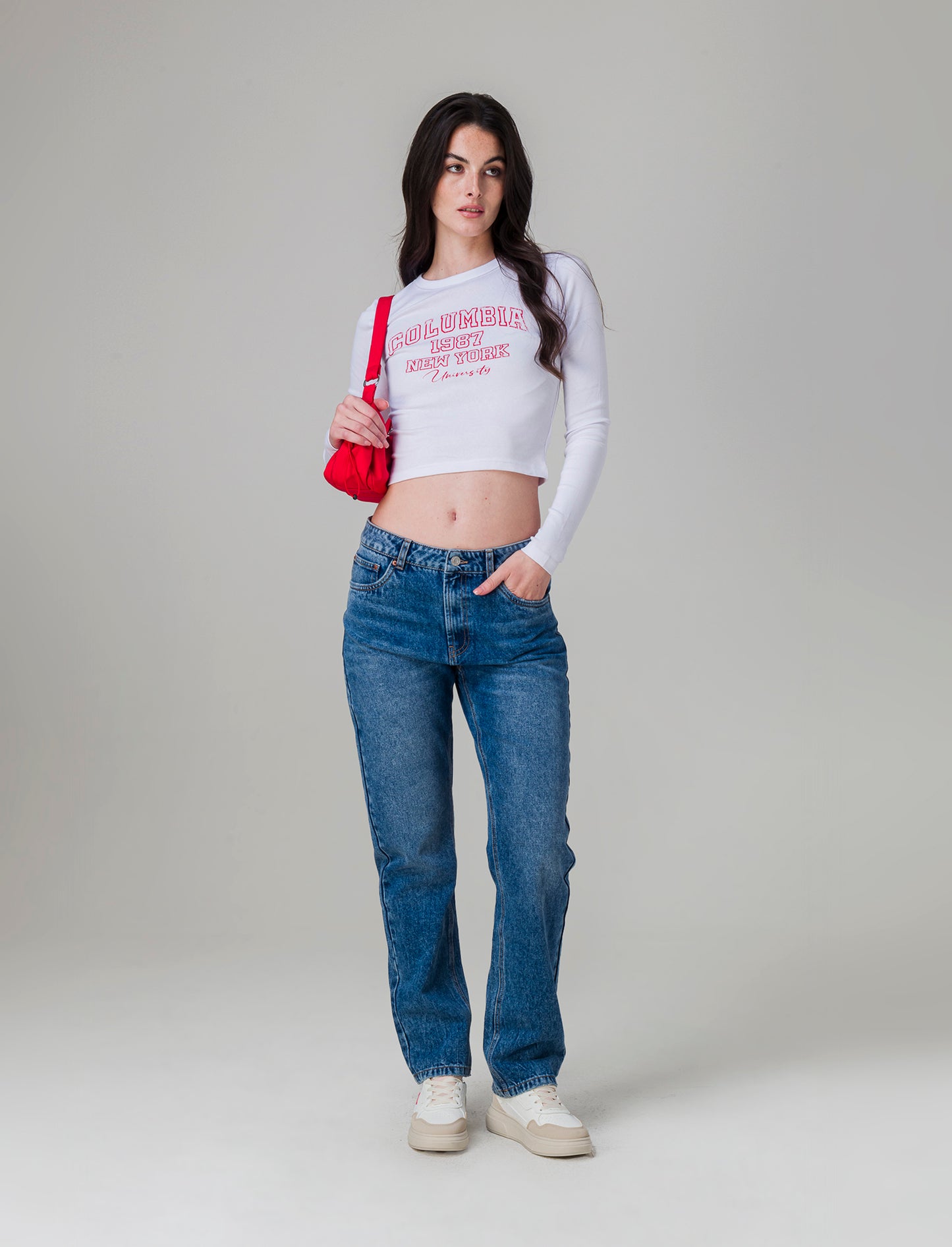 T-shirt crop manica lunga da donna - var 2