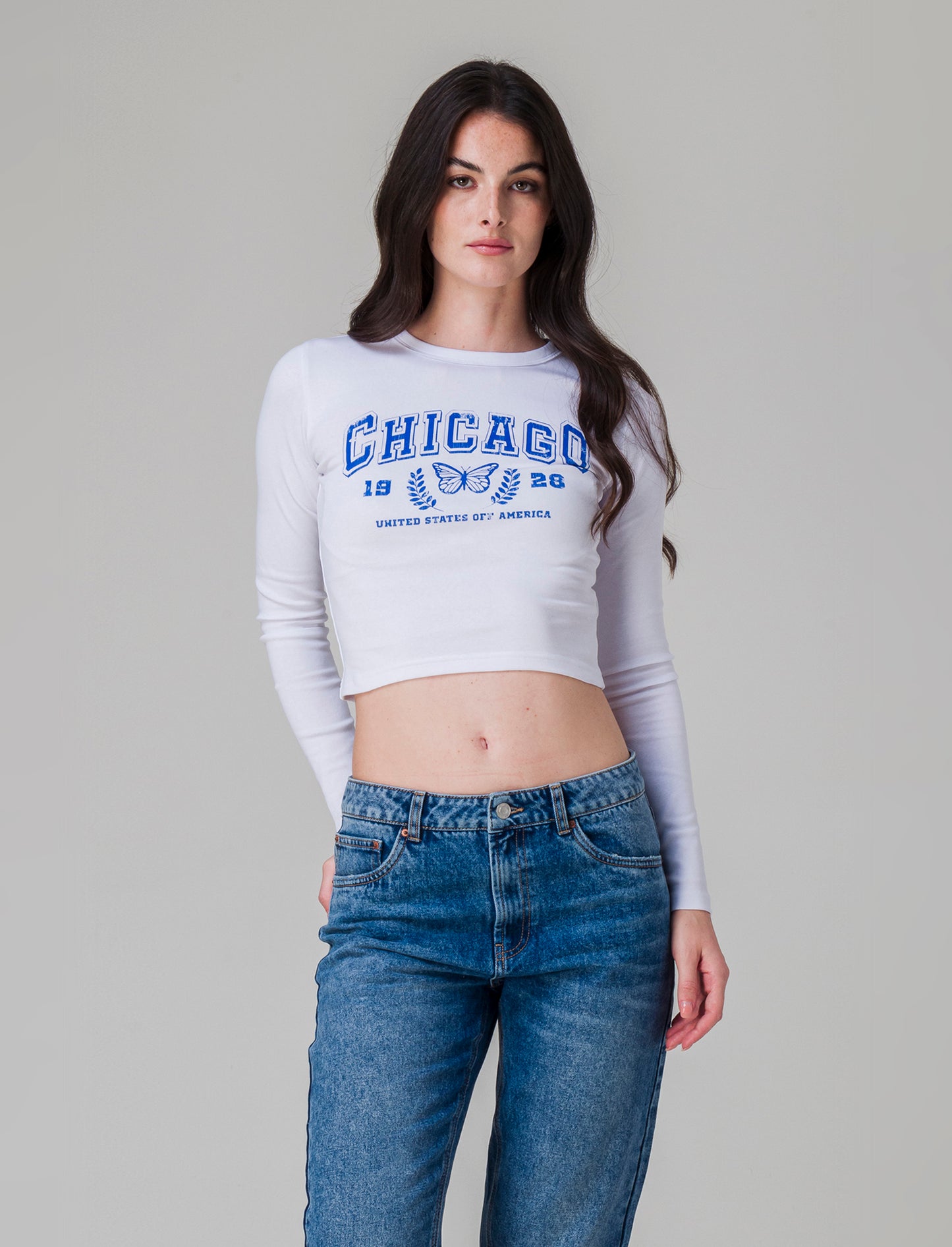 T-shirt crop manica lunga da donna - var 3