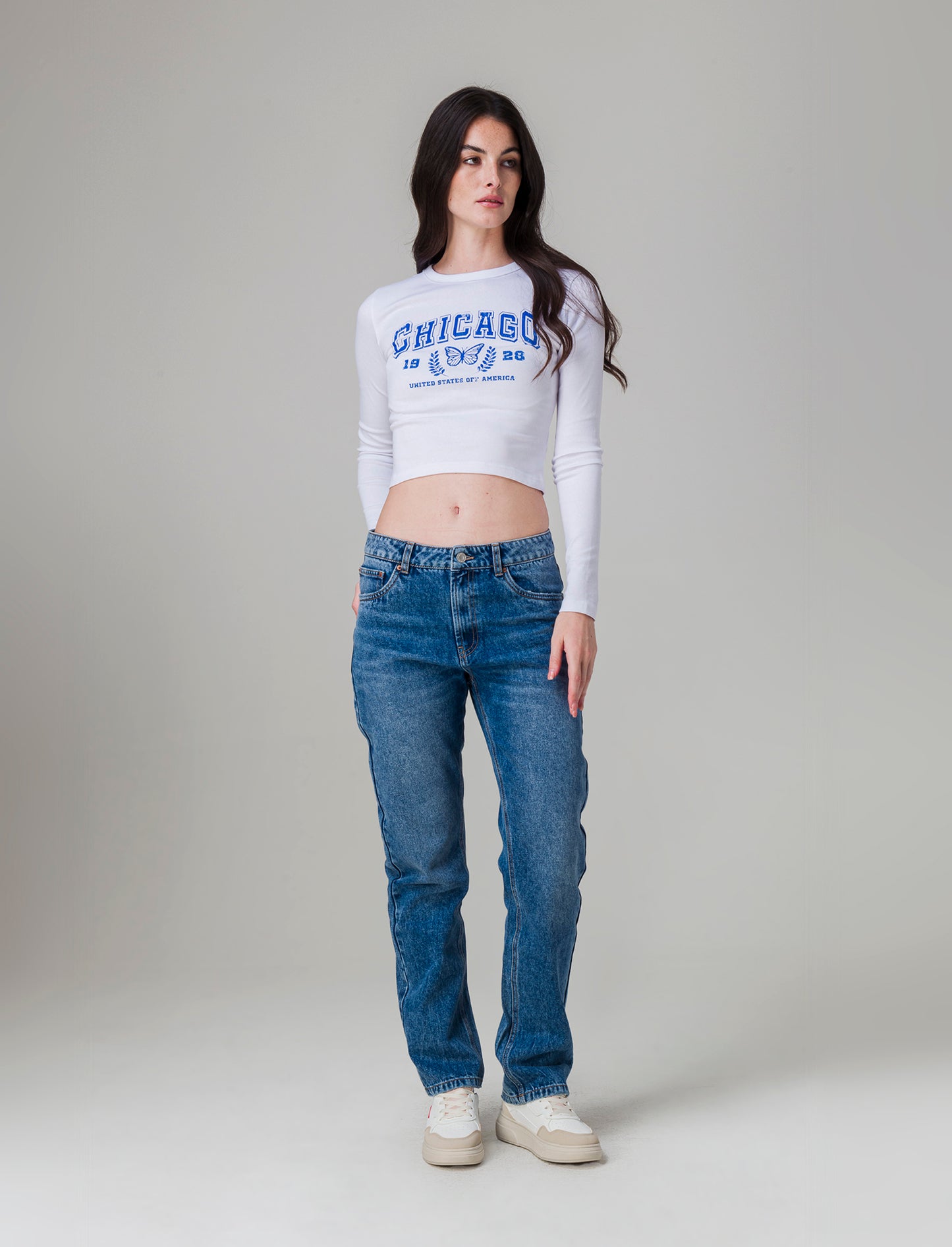 T-shirt crop manica lunga da donna - var 3