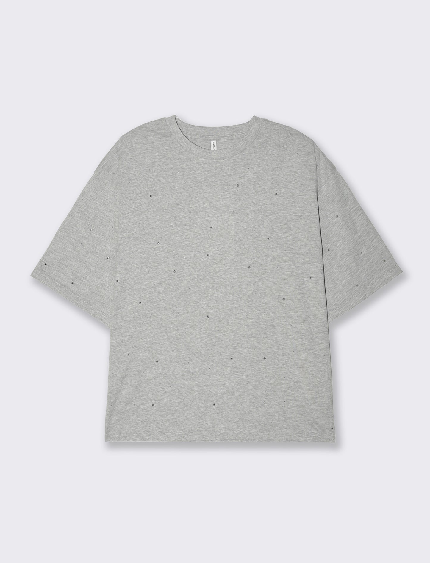 T-shirt con applicazioni da donna - Grigio chiaro