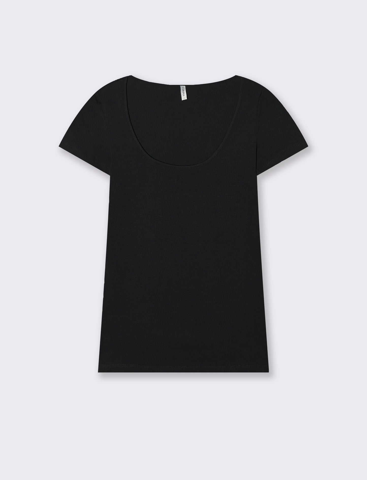 T-shirt basica scollo quadrato da donna - Nero