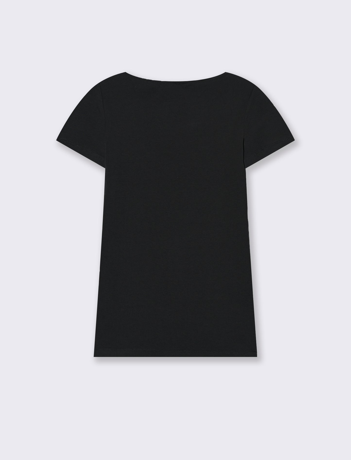 T-shirt basica scollo quadrato da donna - Nero