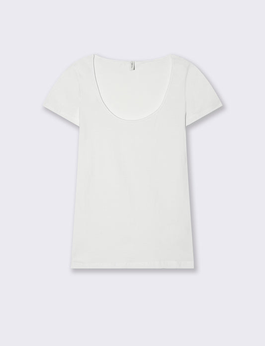Woman's basic square neck t-shirt - White