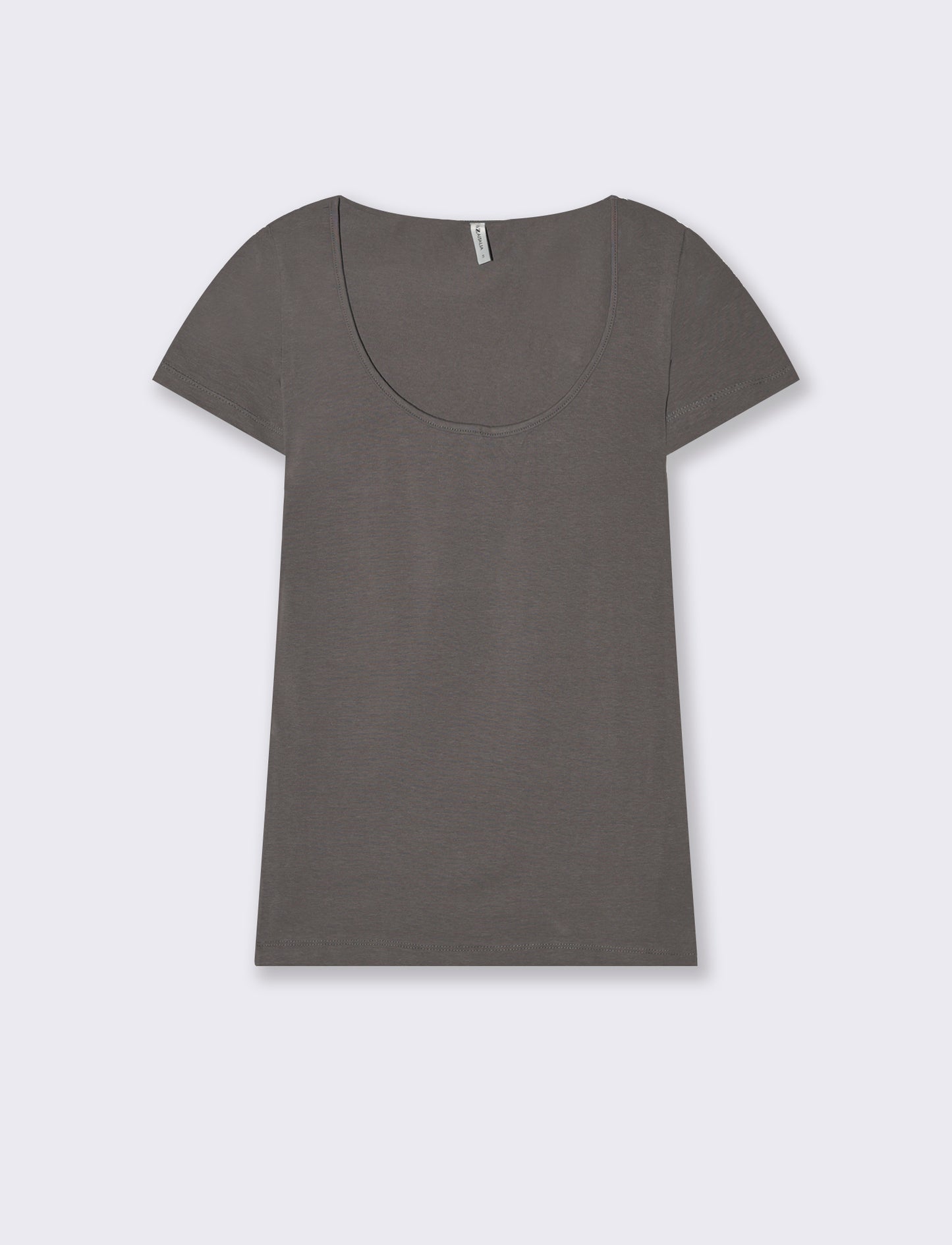 T-shirt basica scollo quadrato da donna - Grigio piombo