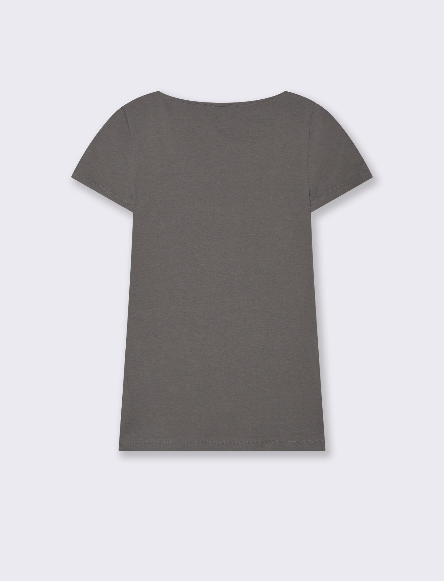 T-shirt basica scollo quadrato da donna - Grigio piombo