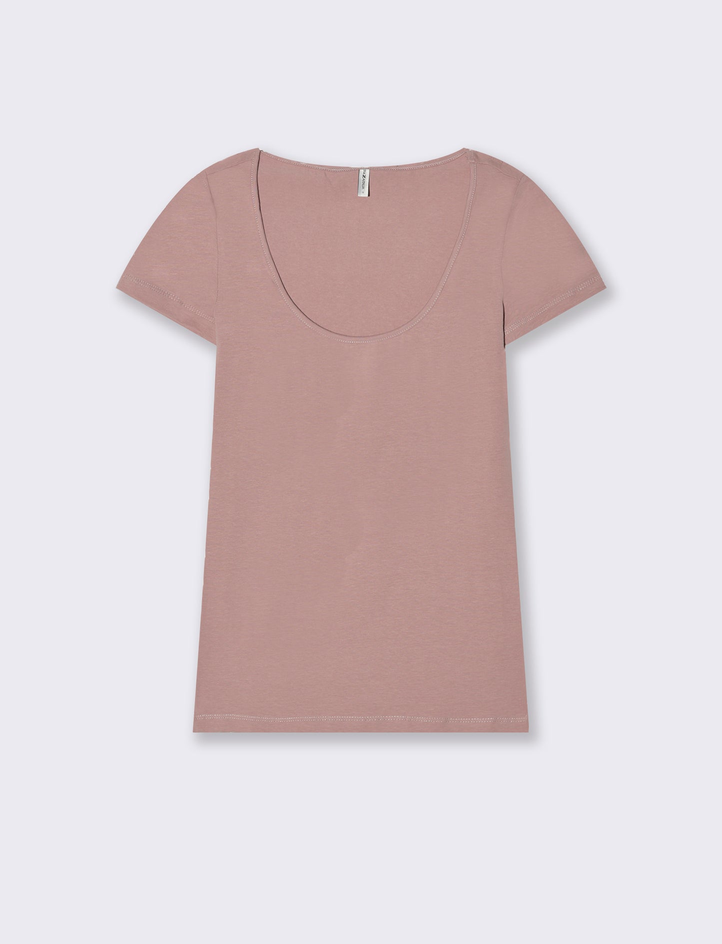 T-shirt basica scollo quadrato da donna - Rosa antico