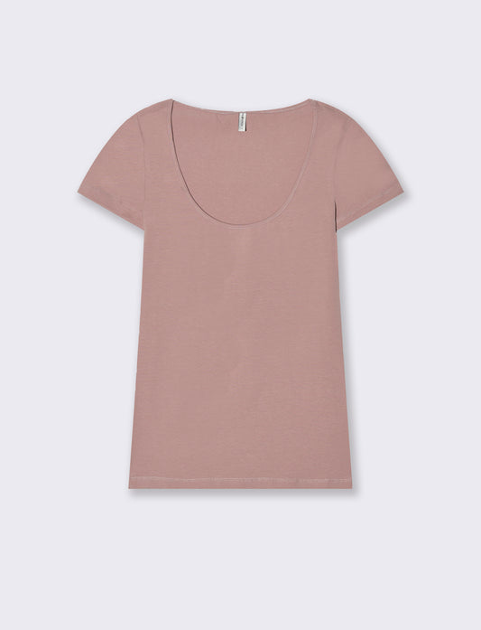 Woman's basic square neck t-shirt - Pink