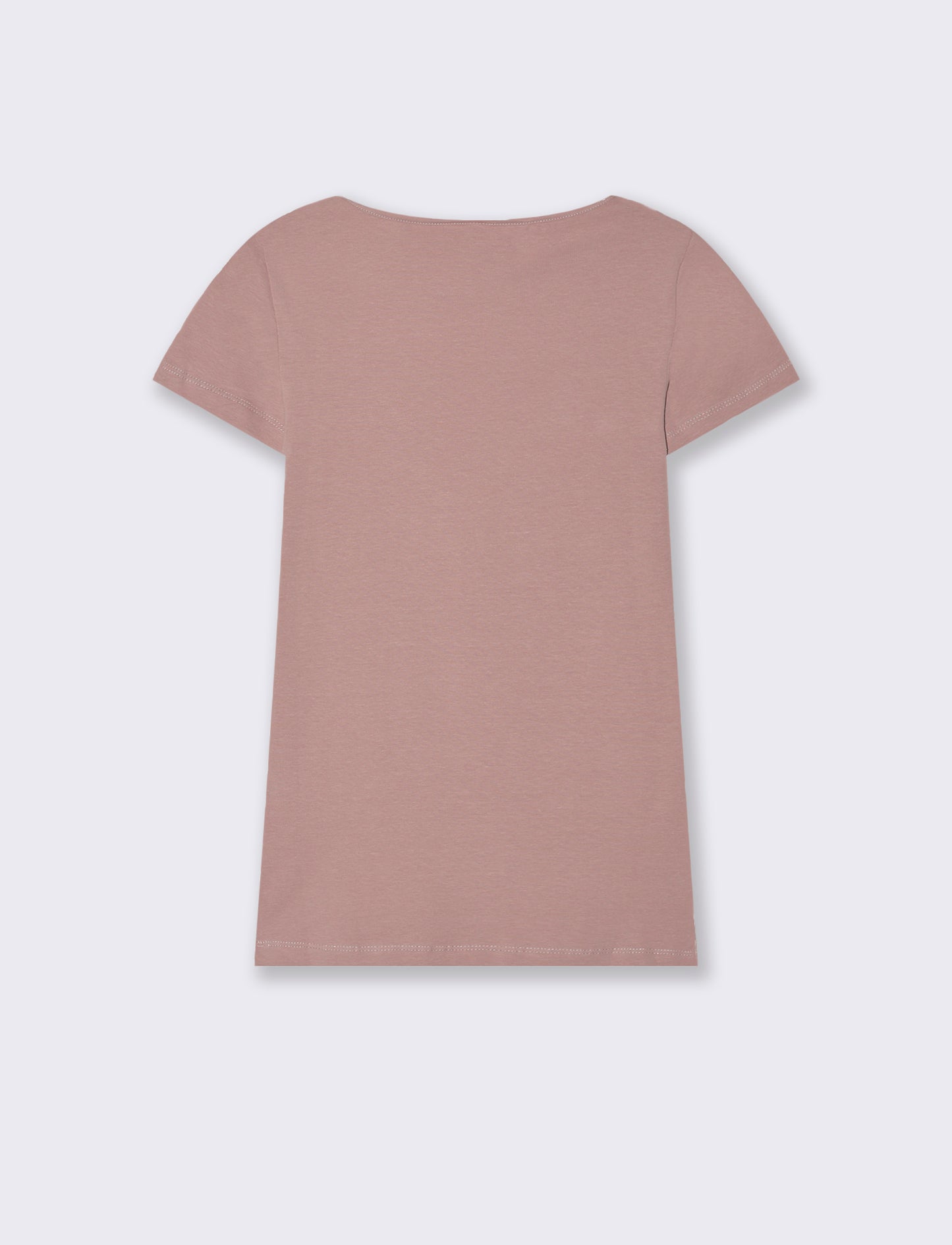 T-shirt basica scollo quadrato da donna - Rosa antico