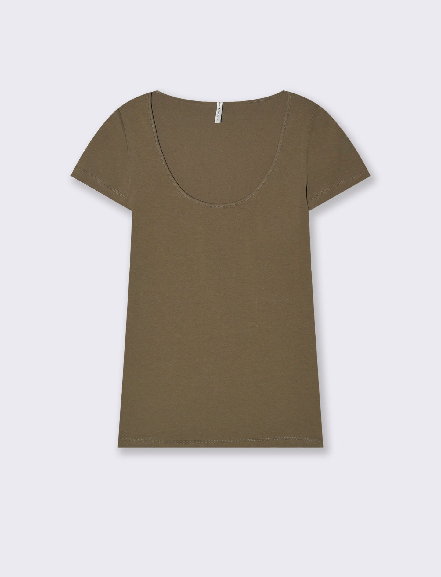 T-shirt basica scollo quadrato da donna - Verde salvia