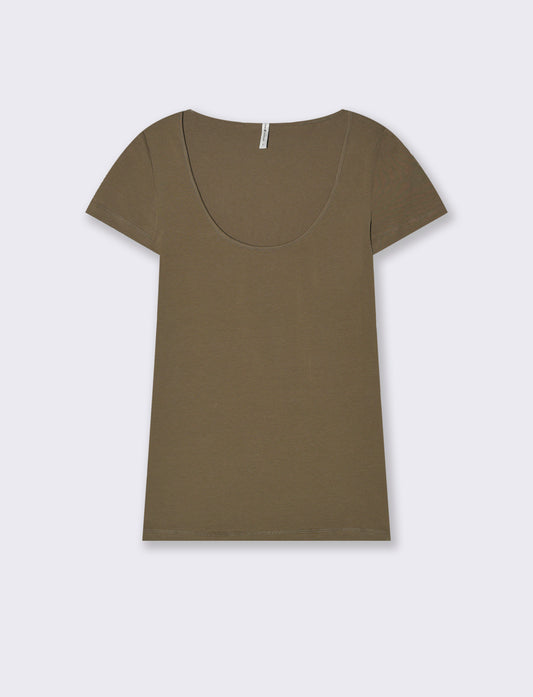 Woman's basic square neck t-shirt - Green