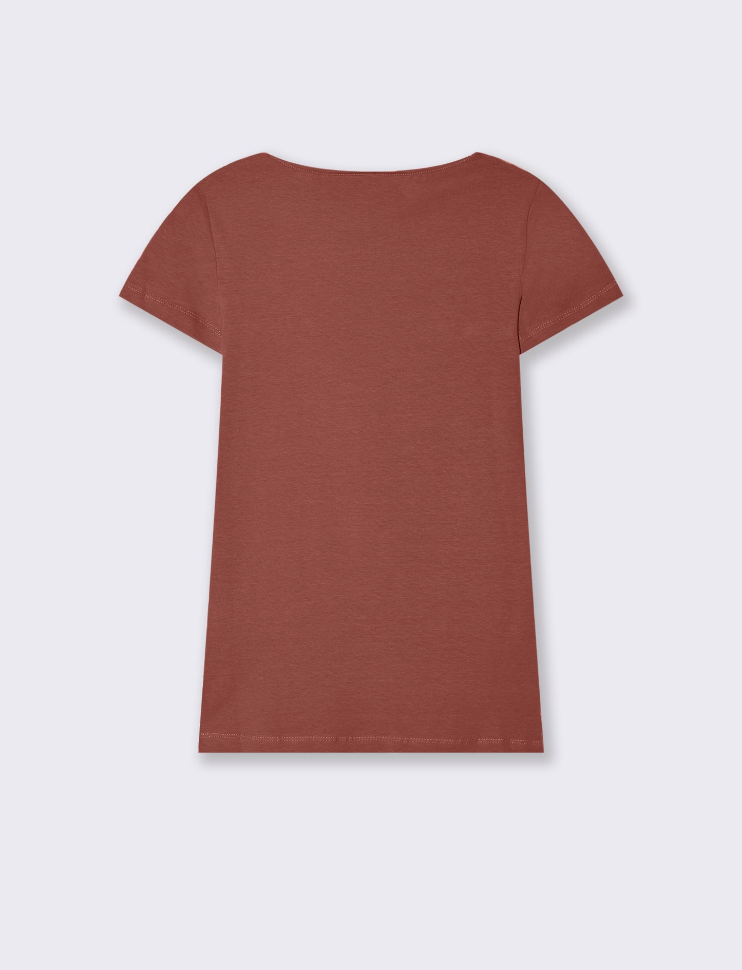 T-shirt basica scollo quadrato da donna - Rosso mattone