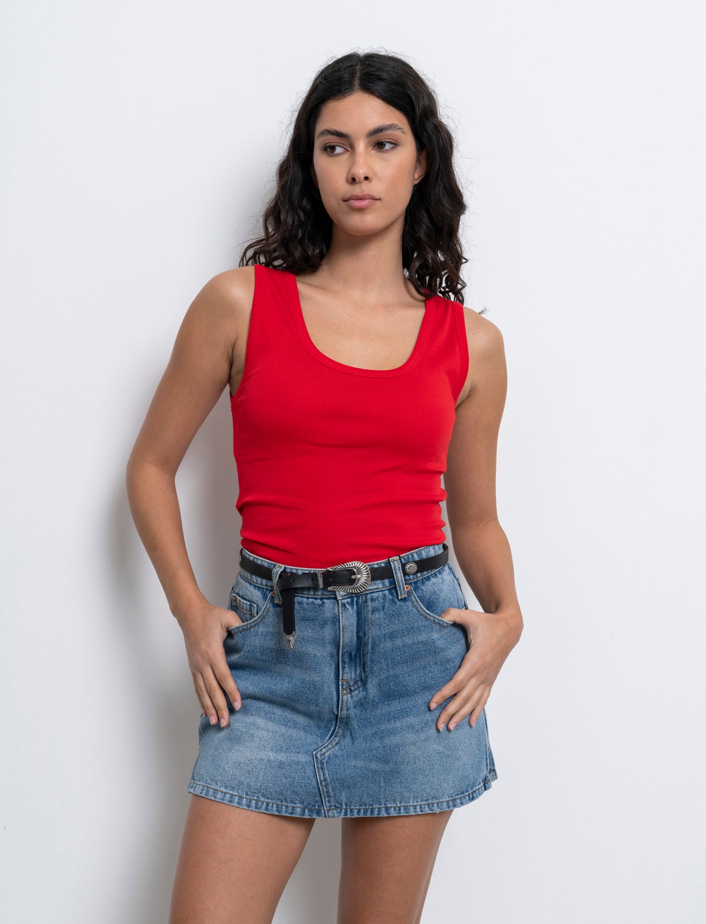 Top canottiera basico da donna - Rosso