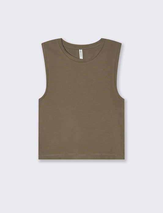 Top canottiera crop da donna - Verde salvia